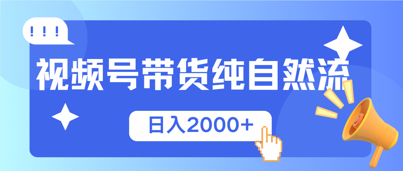视频号带货，纯自然流，起号简单，爆率高轻松日入2000+-项目网