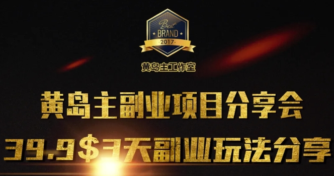 黄岛主副业分享会1期：3天3个副业玩法，速度上车-项目网