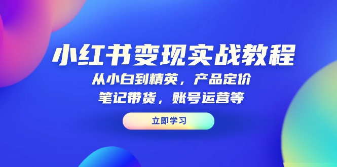 小红书变现实战教程：从小白到精英，产品定价，笔记带货，账号运营等-项目网