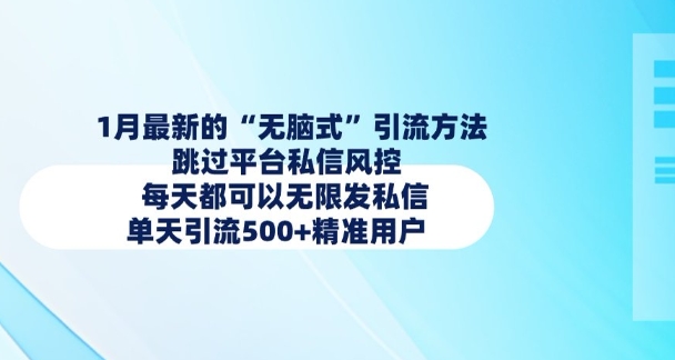 1月最新的无脑式引流方法，跳过平台私信风控，每天都可以无限发私信，单天引流500+精准用户-项目网