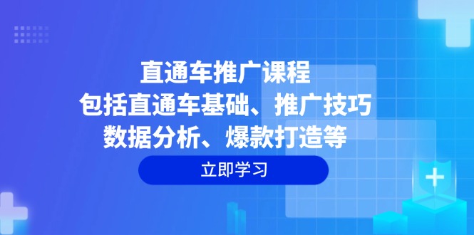 直通车推广课程：包括直通车基础、推广技巧、数据分析、爆款打造等-项目网
