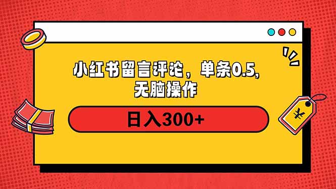 小红书评论单条0.5元，日入300＋，无上限，详细操作流程-项目网