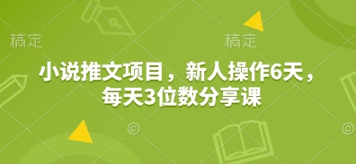 小说推文项目，新人操作6天，每天3位数分享课-项目网