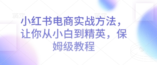 小红书电商实战方法，让你从小白到精英，保姆级教程-项目网