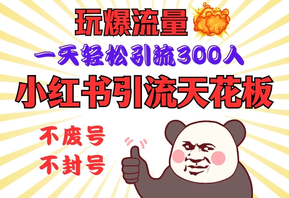 小红书引流天花板，玩爆流量，一天轻松引流300人，安全操作-项目网
