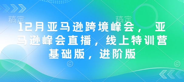 12月亚马逊跨境峰会， 亚马逊峰会直播，线上特训营基础版，进阶版-项目网