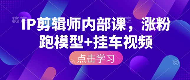 IP剪辑师内部课，涨粉跑模型+挂车视频-项目网