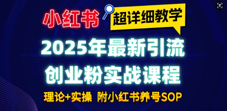 2025年最新小红书引流创业粉实战课程【超详细教学】小白轻松上手，月入1W+，附小红书养号SOP-项目网