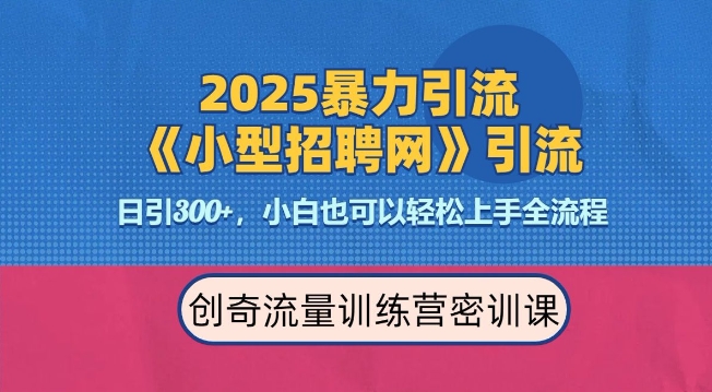 2025最新暴力引流方法，招聘平台一天引流300+，日变现多张，专业人士力荐-项目网