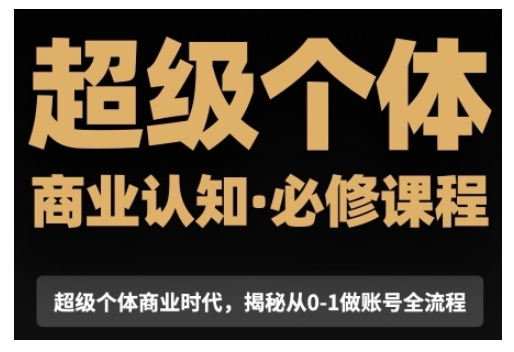 超级个体商业认知觉醒视频课，商业认知·必修课程揭秘从0-1账号全流程-项目网