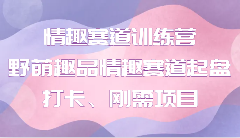 情趣赛道训练营 野萌趣品情趣赛道起盘打卡、刚需项目-项目网