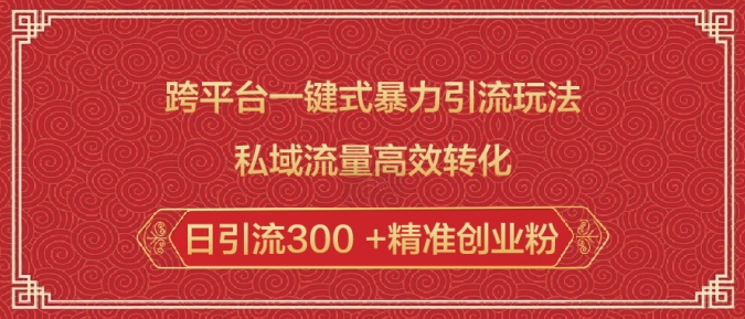 跨平台一键式暴力引流玩法，私域流量高效转化日引流300 +精准创业粉-项目网