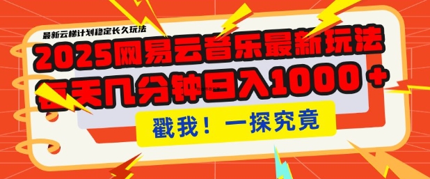 2025最新网易云音乐云梯计划，每天几分钟，单账号月入过W，可批量操作，收益翻倍【揭秘】-项目网