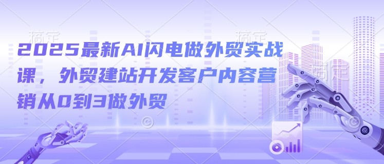 2025最新AI闪电做外贸实战课，外贸建站开发客户内容营销从0到3做外贸-项目网