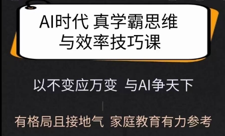 Ai时代真学霸思维与学习方法课，有格局且接地气，家庭教育有力参考-项目网