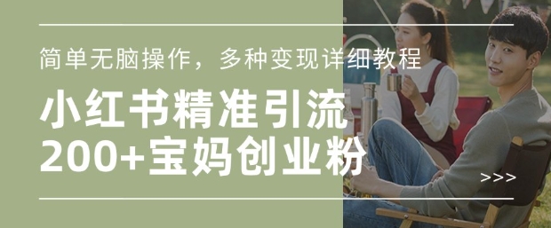 小红书混剪日引200+宝妈创业粉，简单无脑操作，多种变现详细教程-项目网