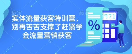 实体流量获客特训营，​别再苦苦支撑了赶紧学会流量营销获客-项目网