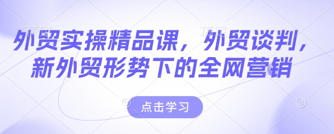 外贸实操精品课，外贸谈判，新外贸形势下的全网营销-项目网