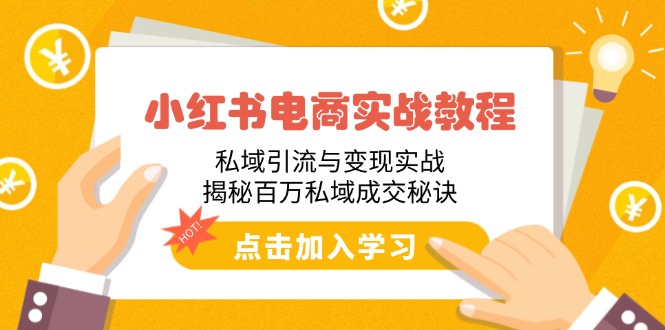 小红书电商实战教程：私域引流与变现实战，揭秘百万私域成交秘诀-项目网