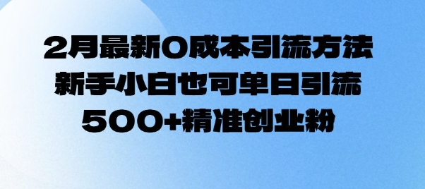 2月最新0成本引流方法，新手小白也可单日引流500+精准创业粉-项目网