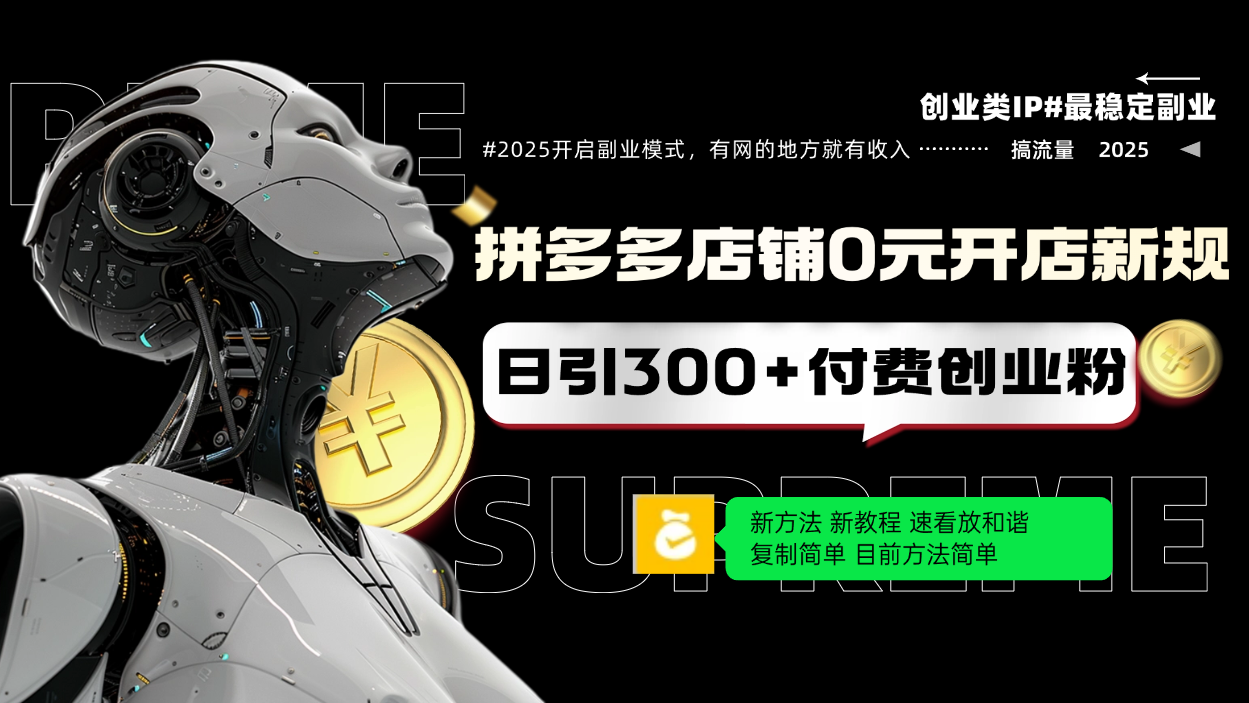 拼多多店铺0元开店新规，日引300+付费创业粉，目前方法简单复制粘贴可矩阵-项目网