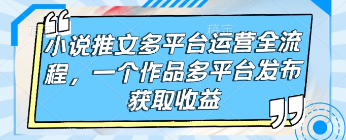 小说推文多平台运营全流程，一个作品多平台发布获取收益-项目网