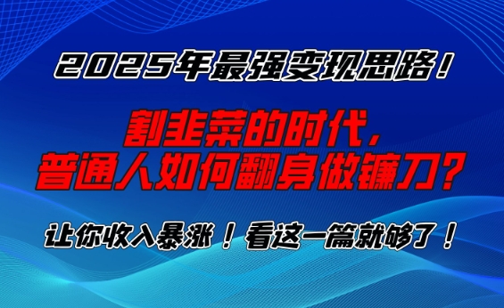 2025年最强变现思路，割韭菜的时代， 普通人如何翻身做镰刀？【揭秘】-项目网