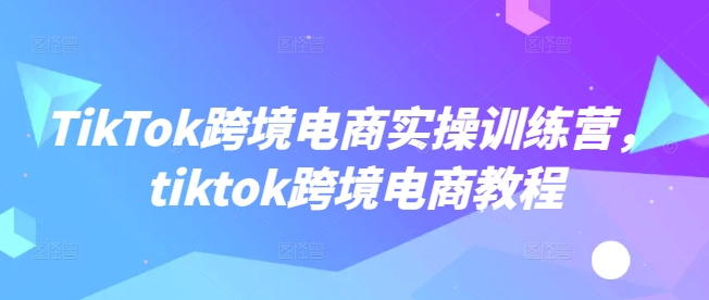 TikTok跨境电商实操训练营，tiktok跨境电商教程-项目网