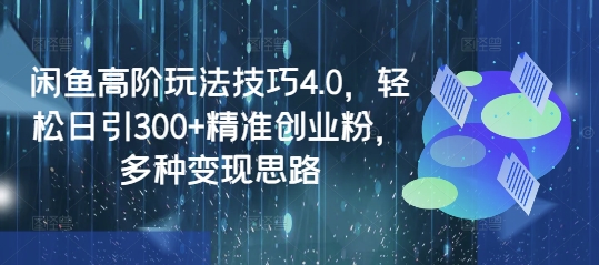 闲鱼高阶玩法技巧4.0，轻松日引300+精准创业粉，多种变现思路-项目网