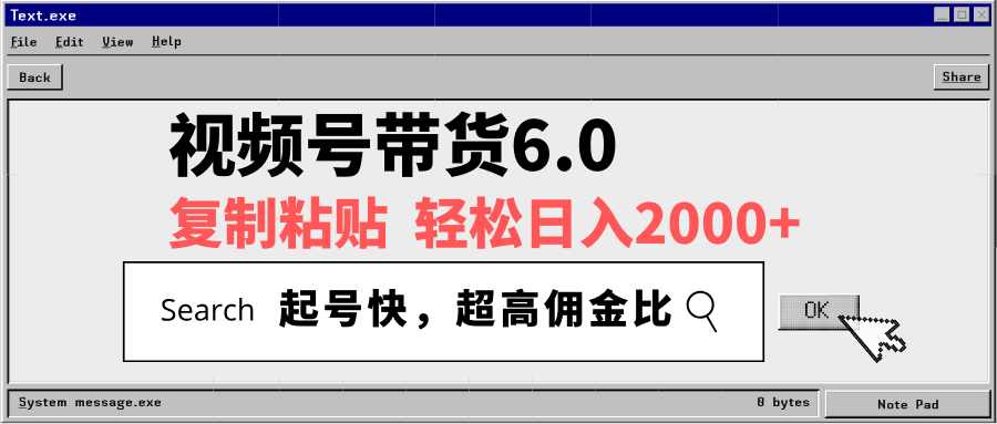 视频号带货6.0，轻松日入2000+，起号快，复制粘贴即可，超高佣金比-项目网