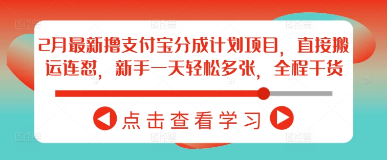 2月最新撸支付宝分成计划项目，直接搬运连怼，新手一天轻松多张，全程干货-项目网