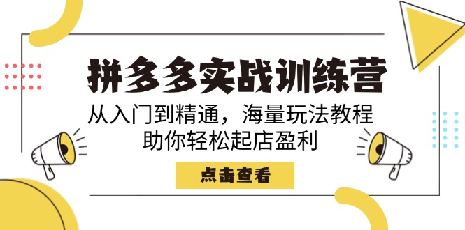 拼多多实战训练营，从入门到精通，海量玩法教程，助你轻松起店盈利-项目网