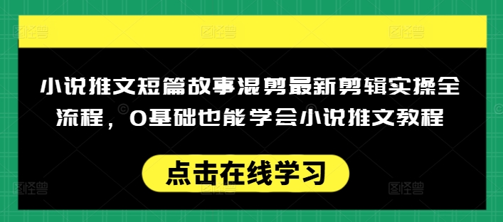 小说推文短篇故事混剪最新剪辑实操全流程，0基础也能学会小说推文教程，肯干多发日入多张-项目网