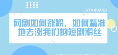 网剧如何涨粉，如何精准地去涨我们的短剧粉丝-项目网