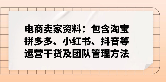 电商卖家资料：包含淘宝、拼多多、小红书、抖音等运营干货及团队管理方法-项目网