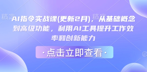 AI指令实战课(更新2月)，从基础概念到高级功能，利用AI工具提升工作效率和创新能力-项目网