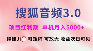 搜狐音频挂ji3.0.可矩阵可放大，独家技术，稳定月入5000+【揭秘】-项目网