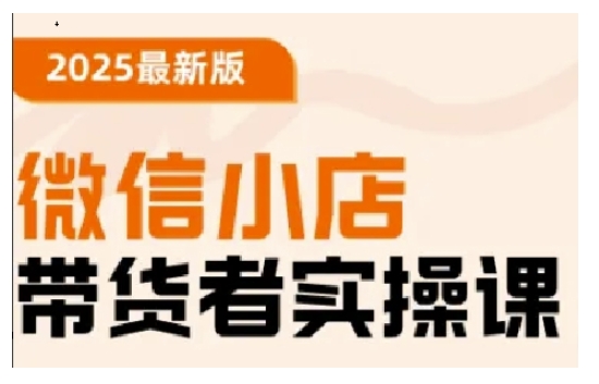 2025最新版微信小店带货者实操课，基础操作到高级运营技巧，快速上手-项目网