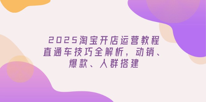2025淘宝开店运营教程更新，直通车技巧全解析，动销、爆款、人群搭建-项目网