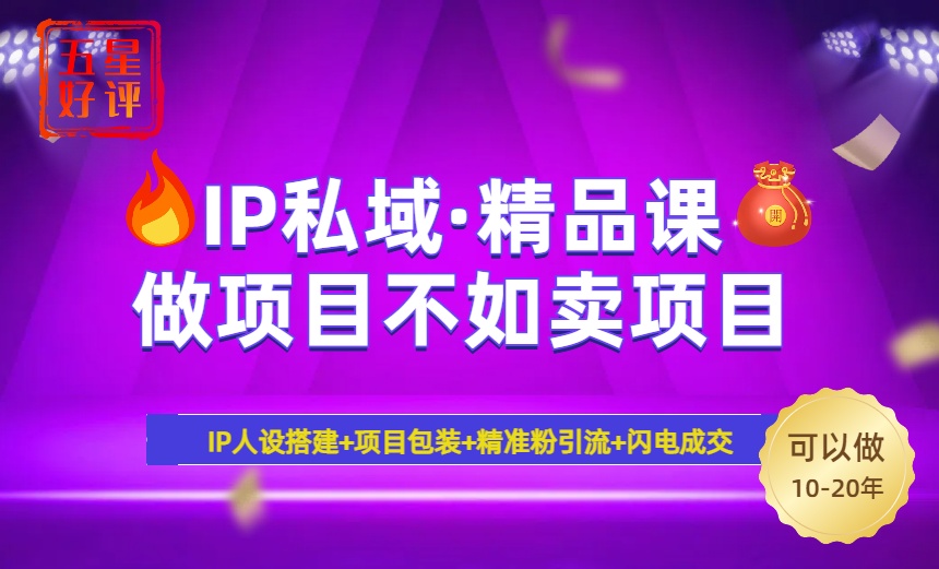 2025年“IP私域·密训精品课”，日赚3000+小白避坑年赚百万，暴力引流…-项目网