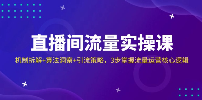 直播间流量实操课：机制拆解+算法洞察+引流策略，3步掌握流量运营核心逻辑-项目网