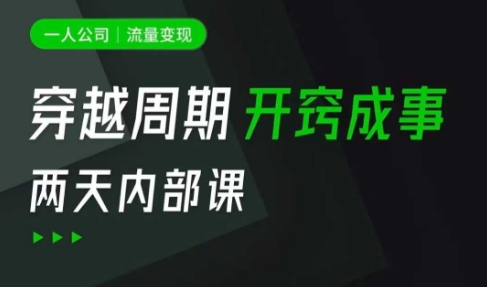 一人公司：流量变现课，一人公司的方法模型拆解， 拆解富人思维，流量思维，小老板思维等-项目网