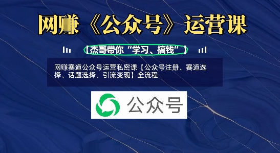 网创赛道公众号运营私密课【公众号注册、赛道选择、话题选择、引流变现】全流程-项目网
