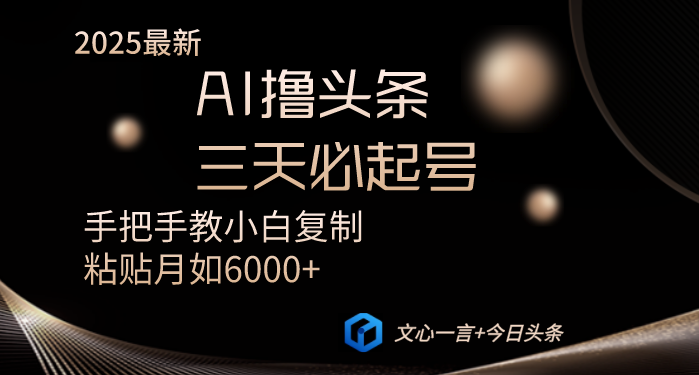 AI撸头条三天必起号手把手教小白复制粘贴月入6000+教程-项目网