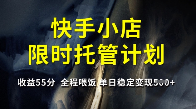 快手小店限时托管计划，收益55分，全程喂饭，单日稳定变现5张【揭秘】-项目网