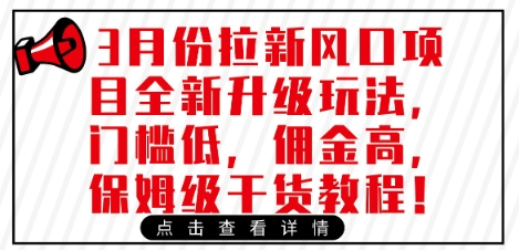 3月份拉新风口项目全新升级玩法，门槛低，佣金高，保姆级干货教程-项目网