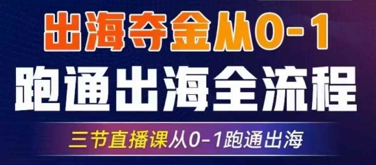 2025出海夺金从0-1跑通出海全流程，三节直播课从0-1跑通出海，教你用AI跑通全流程-项目网