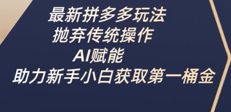 最新拼多多玩法，抛弃传统操作，AI赋能，助力新手小白获取第一桶金-项目网
