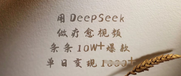 用DeepSeek做疗愈视频，条条10W+爆款，单日变现多张-项目网