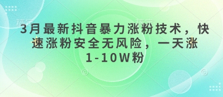 3月最新抖音暴力涨粉技术，快速涨粉安全无风险，一天涨1-10W粉-项目网